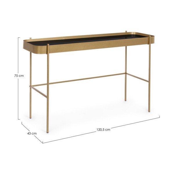 Aranyszínű konzolasztal üveg asztallappal 43x120,5 cm Rashida – Bizzotto-image-4