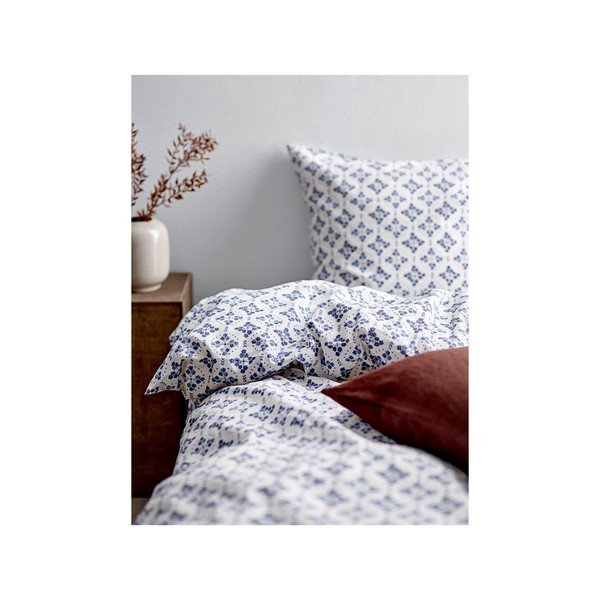 Fehér-kék egyszemélyes pamut ágyneműhuzat 140x200 cm Heirloom – Södahl-image-1