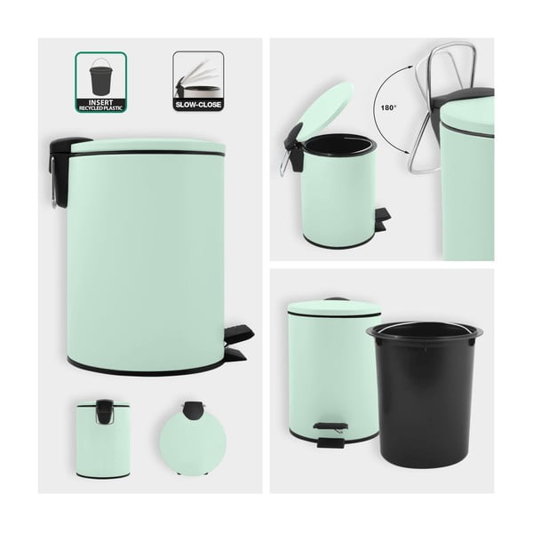 Mentazöld acél pedálos szemetes 3 l   Adelar – Spirella-image-2
