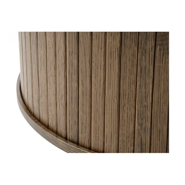 Barna kerek dohányzóasztal tölgyfa dekorral ø 90 cm Nola – Unique Furniture-image-1