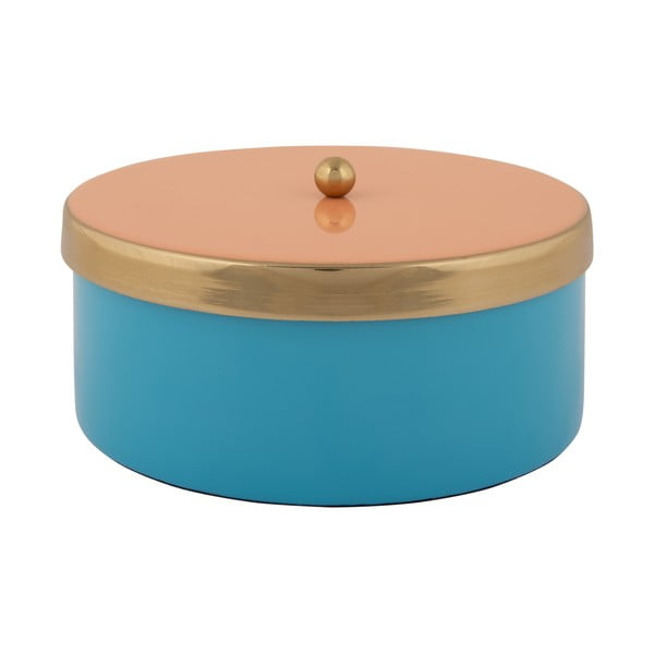 Kék dekoratív fém tárolódoboz ø 16x6 cm Double Funky – PT LIVING
