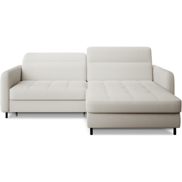 Krémszínű buklé kinyitható-tárolóhelyes sarokkanapé (jobb oldali-heverő résszel) Gomsi – ELTAP