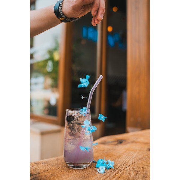 6 db-os rózsaszín üveg szívószáll készlet, hosszúság 23 cm - Vialli Design-image-3