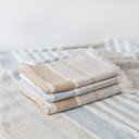 Kék len strandlepedő 140x170 cm Allure Stripe – Linen Tales