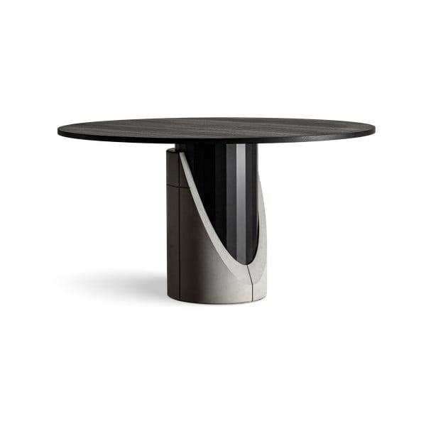 Kerek étkezőasztal tölgyfa dekoros asztallappal 140x140 cm Sharp - Lyon Béton