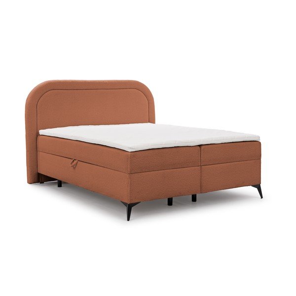 Narancssárga ágyneműtartós boxspring ágy 160x200 cm Ornes – Ropez