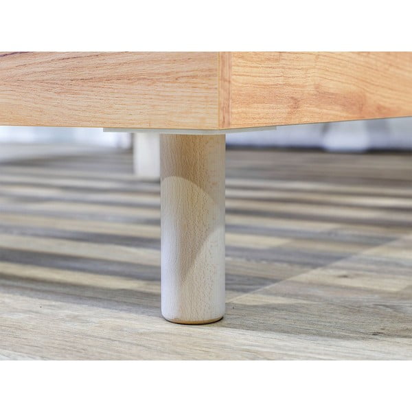 Sötétzöld-natúr színű franciaágy ágyráccsal 180x200 cm Charlie – Bobochic Paris-image-3