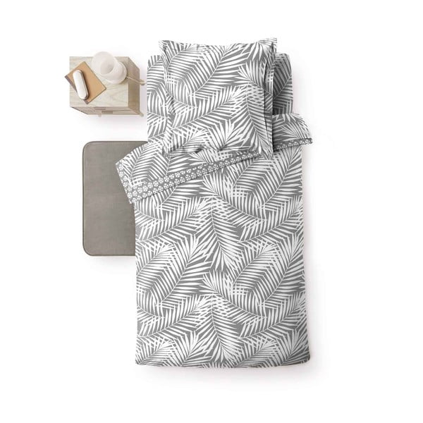 Szürke egyszemélyes pamut paplanhuzat 140x200 cm Botania – douceur d'intérieur