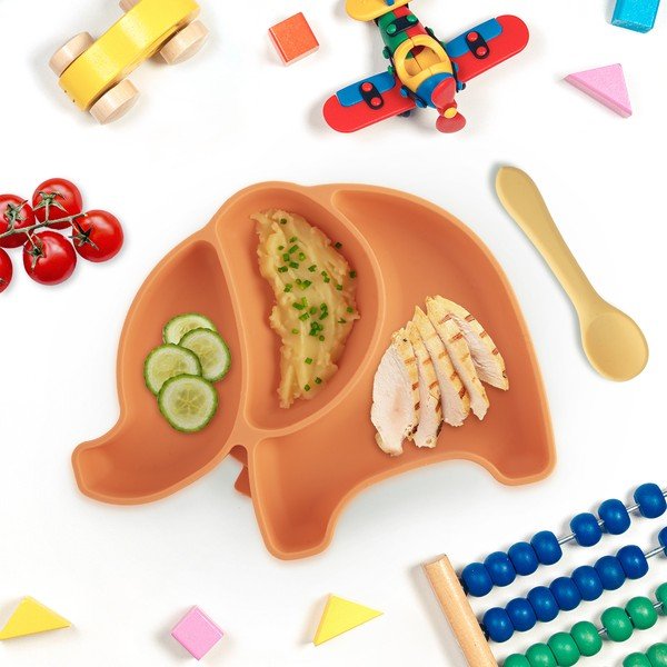 Narancssárga szilikon gyerek tányér 18x23 cm Elephant – Orion-image-1