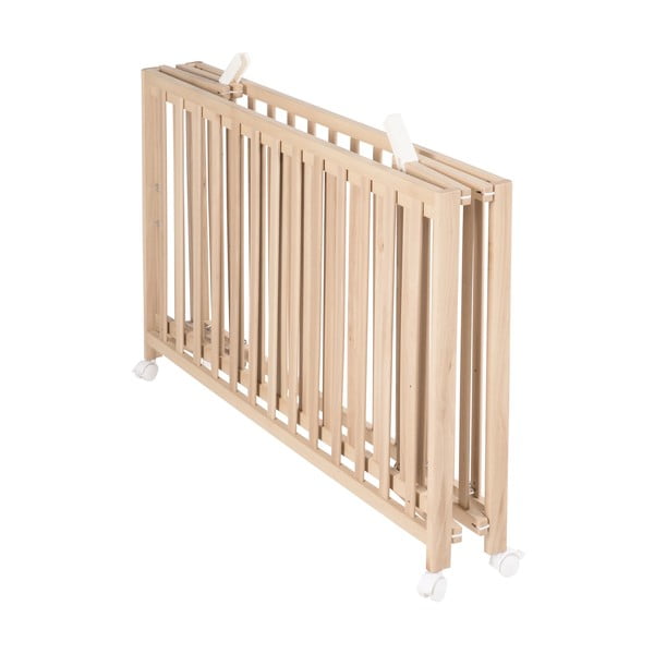 Natúr színű összecsukható  gurulós babaágy 60x120 cm Fold up – Roba-image-3