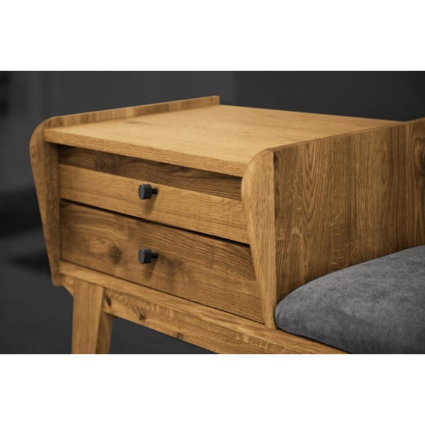 Fiókos tölgyfa pad, világosszürke ülőrésszel Retro - The Beds-image-4