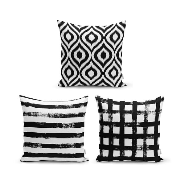 BW Geometric 3 db párnahuzat, 45 x 45 cm - Minimalist Cushion Covers