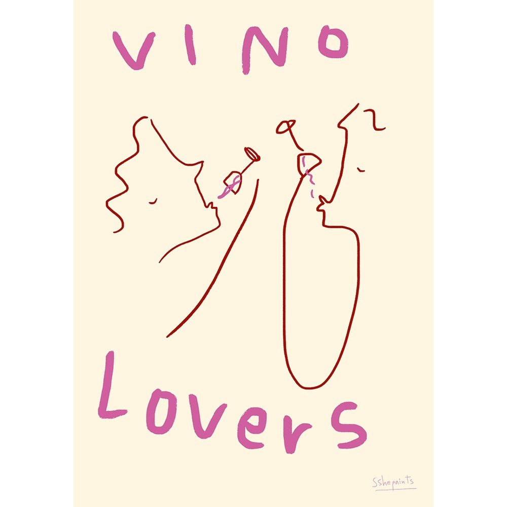 Poszter 50x70 cm Vino Lovers  Ruby Hughes  The Poster Club