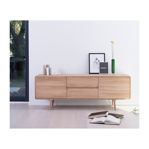 Fawn tömör tölgyfa TV állvány - Gazzda-image-1