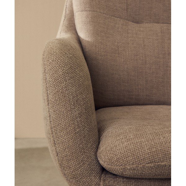 Bézs kárpitozott karfás étkezőfotel Lexa – Kave Home-image-3