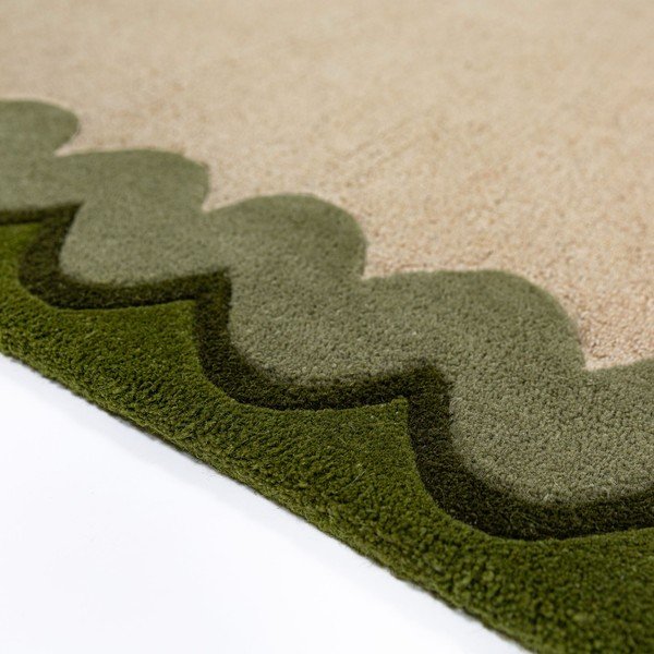 Zöld-natúr színű kézi szövésű gyapjú szőnyeg 140x200 cm Wiggle Wool – Flair Rugs-image-3