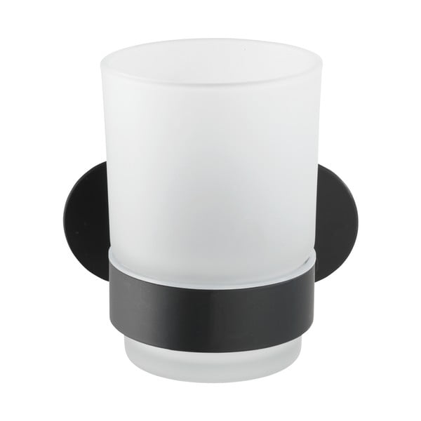 Matt fekete öntapadós üveg fogkefetartó pohár Orea – Wenko-image-1