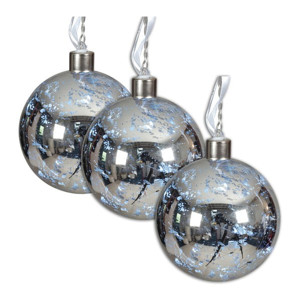 Ezüstszínű LED-es karácsonyi üveggömb, 3 darabos készlet, Ø 13 cm - Naeve