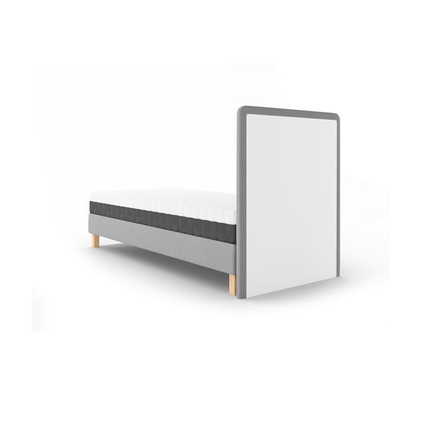 Világosszürke kárpitozott egyszemélyes ágy ágyráccsal 90x200 cm Lotus – Cosmopolitan Design-image-3