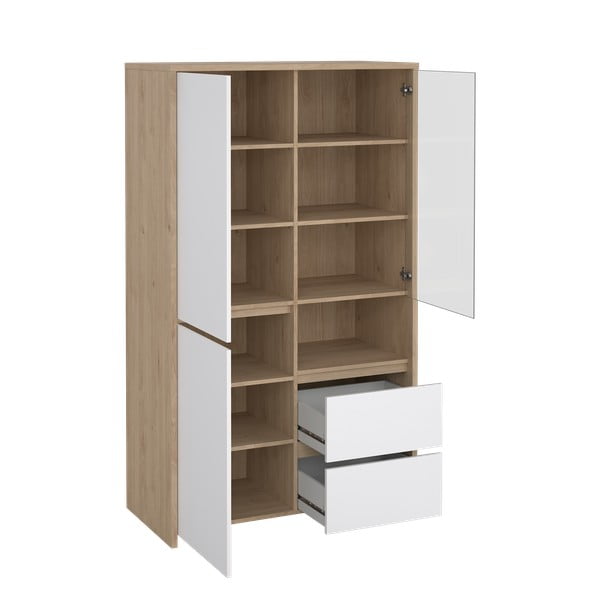 Fehér-natúr színű tálalószekrény tölgyfa dekorral 100x170x48 cm Next – Tvilum-image-2