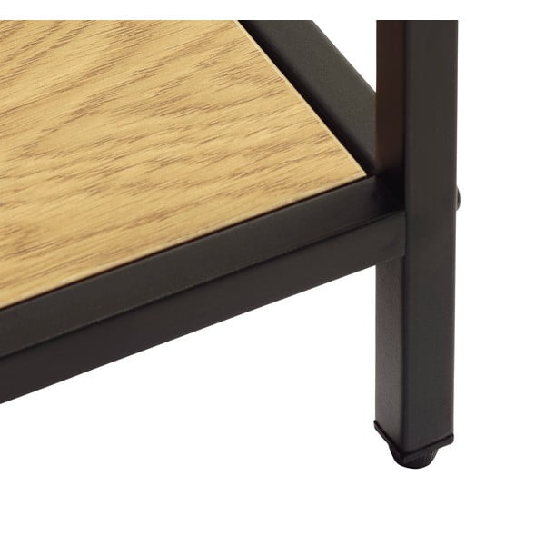 Fekete-natúr színű könyvespolc tölgyfa dekorral 80x180x35 cm Altino – Unique Furniture-image-3