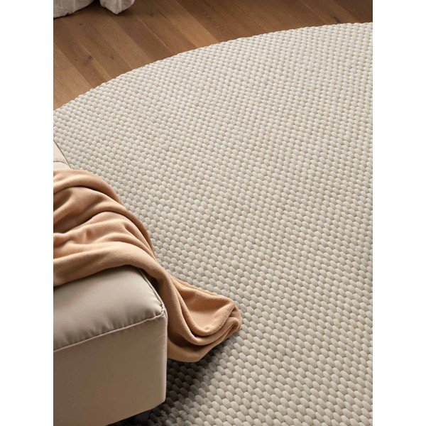 Krémszínű kézi szövésű gyapjú kerek szőnyeg ø 160 cm Lyon Beans – Elle Decoration-image-3