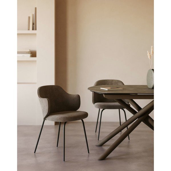Barna kárpitozott étkezőfotel szett 2 db-os Yunia – Kave Home-image-2