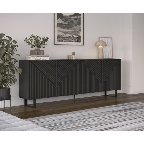 Fekete komód 201x80x40 cm Peta – Marckeric-image-1