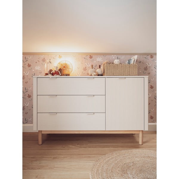 Bézs alacsony gyerek komód 144,5x52 cm Miloo – Pinio-image-4