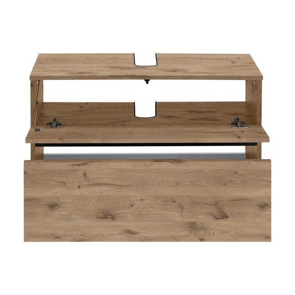 Natúr színű mosdó alatti szekrény tölgyfa dekorral 80x55 cm Wisla – Støraa-image-3