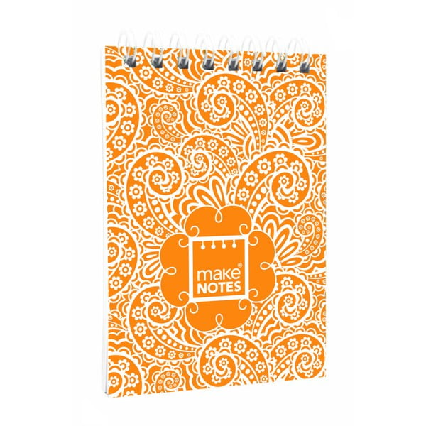 Paisley One narancssárga jegyzettömb, A7, 64 lap - Makenotes