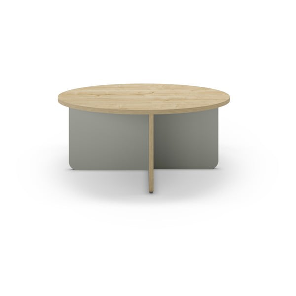 Világoszöld-natúr színű kerek dohányzóasztal tölgyfa dekoros asztallappal ø 80 cm Hillary – Marckeric-image-2