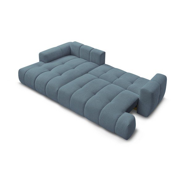 Kék kinyitható-tárolóhelyes sarokkanapé (bal oldali-heverő résszel) Fuji – Bobochic Paris-image-4