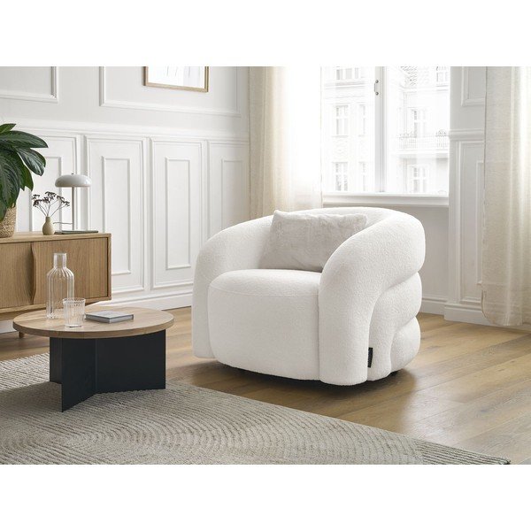 Fehér forgó buklé fotel Elina – Bobochic Paris-image-1
