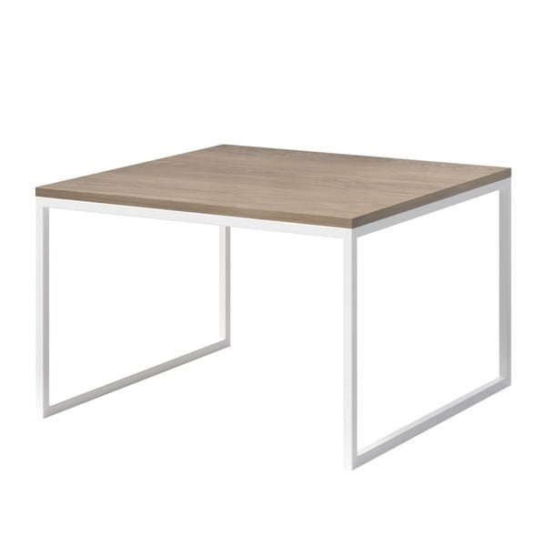 Eco dohányzóasztal tölgyfa asztallappal és fehér lábakkal, 70 x 70 cm - MESONICA