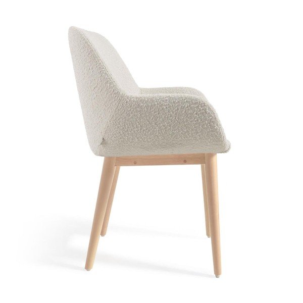 Fehér kárpitozott étkezőfotel Konna – Kave Home-image-3