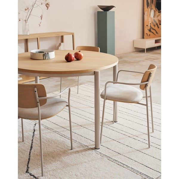 Kerek bővíthető étkezőasztal tölgyfa dekorral ø 120 cm Montuiri – Kave Home-image-1