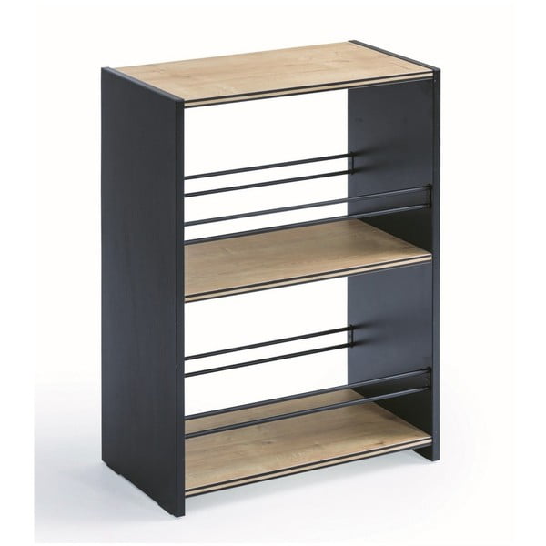 Black Small Bookcase kicsi fekete könyvespolc, natúr színű polcokkal