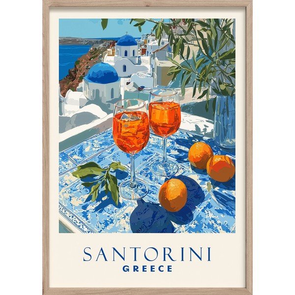 Nyomtatott keretezett kép 50x70 cm Santorini – Styler