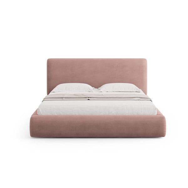 Rózsaszín kárpitozott ágyneműtartós franciaágy ágyráccsal 160x200 cm Colonel – Cosmopolitan Design-image-3