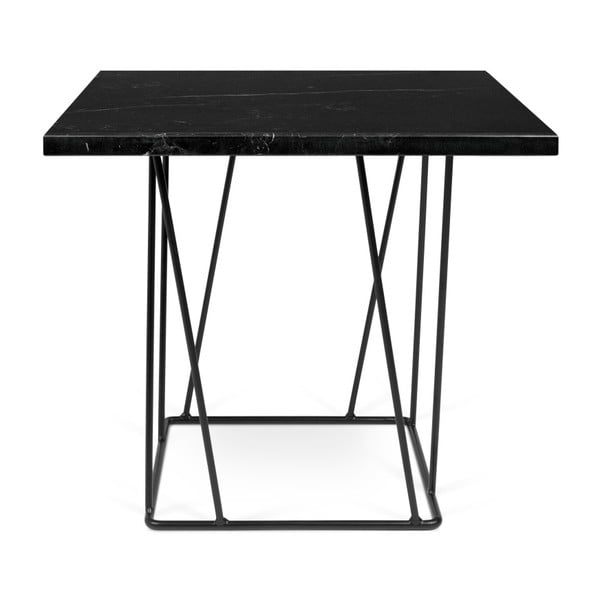 Helix fekete márvány dohányzóasztal fekete lábakkal, 50 x 50 cm - TemaHome