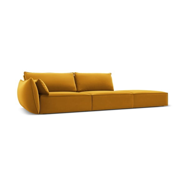 Mustársárga bársony kanapé, bal oldali 264 cm Vanda – Mazzini Sofas-image-2