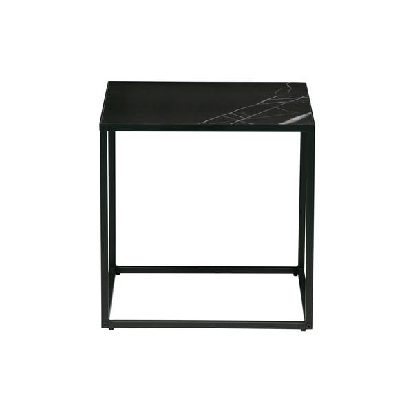 Fekete tárolóasztal márványmintás asztallappal, 45 x 45 cm - vtwonen