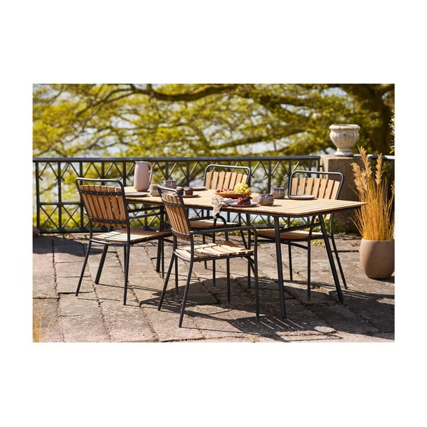 Natúr színű tömörfa-fém kerti szék szett 2 db-os Cleveland – House Nordic-image-3