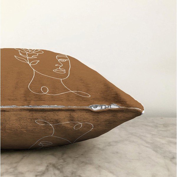 Chenille narancssárgás barna pamut keverék párnahuzat, 55 x 55 cm - Minimalist Cushion Covers-image-1