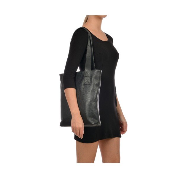 Agatha fekete bőr shopper táska - Mangotti Bags-image-4