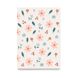Sima füzet újrahasznosított papírból réti virágok mintával, A5, 60 oldal - Printintin