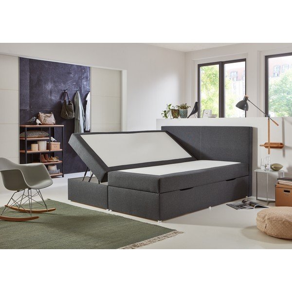 Szürke ágyneműtartós boxspring ágy 180x200 cm Harry – Rojaplast-image-2