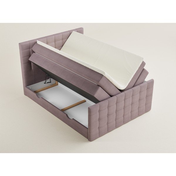 Lila ágyneműtartós boxspring ágy 200x200 cm Tasca – Maison de Rêve-image-3