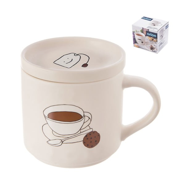 Fehér porcelán fedeles bögre 450 ml – Orion-image-2